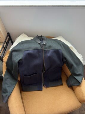 Ted Baker Two-Tone Bomber Jacket in Dark Green & Navy